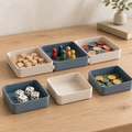 Modular Board Game Component Trays – 6-Piece Connecting Organizer Set in Cream & Slate Blue