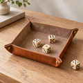 Caramel Folding Dice Tray with Snap Corners & Soft Lining for Tabletop Games