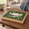 Wooden Puzzle Organizer Board with 4 Sorting Drawers & Forest Green Felt Surface