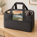 Charcoal Board Game Carrying Bag with Padded Interior Divider & Front Zipper Pocket